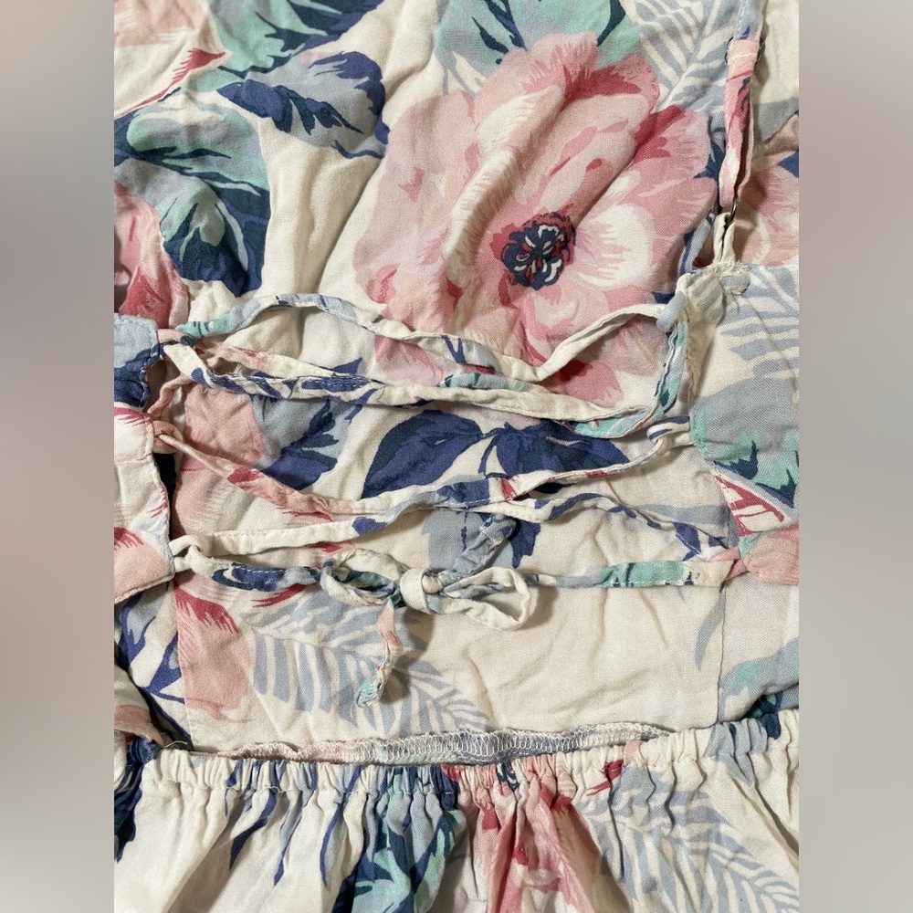 Hollister Y2K Resort Vacation Beach Preppy Corset Back Tropical Floral Dress M - Picture 8 of 8